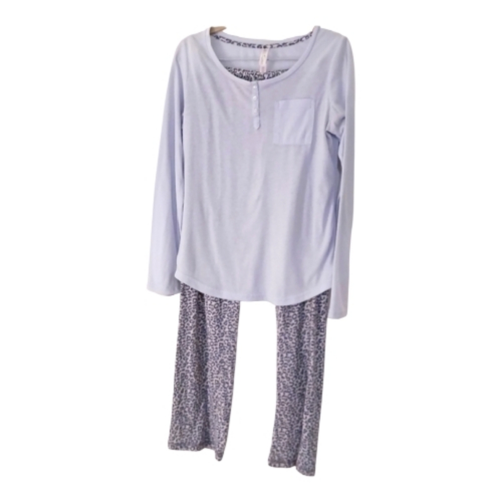 2pc Lt Gray / Leopard Print Pajamas